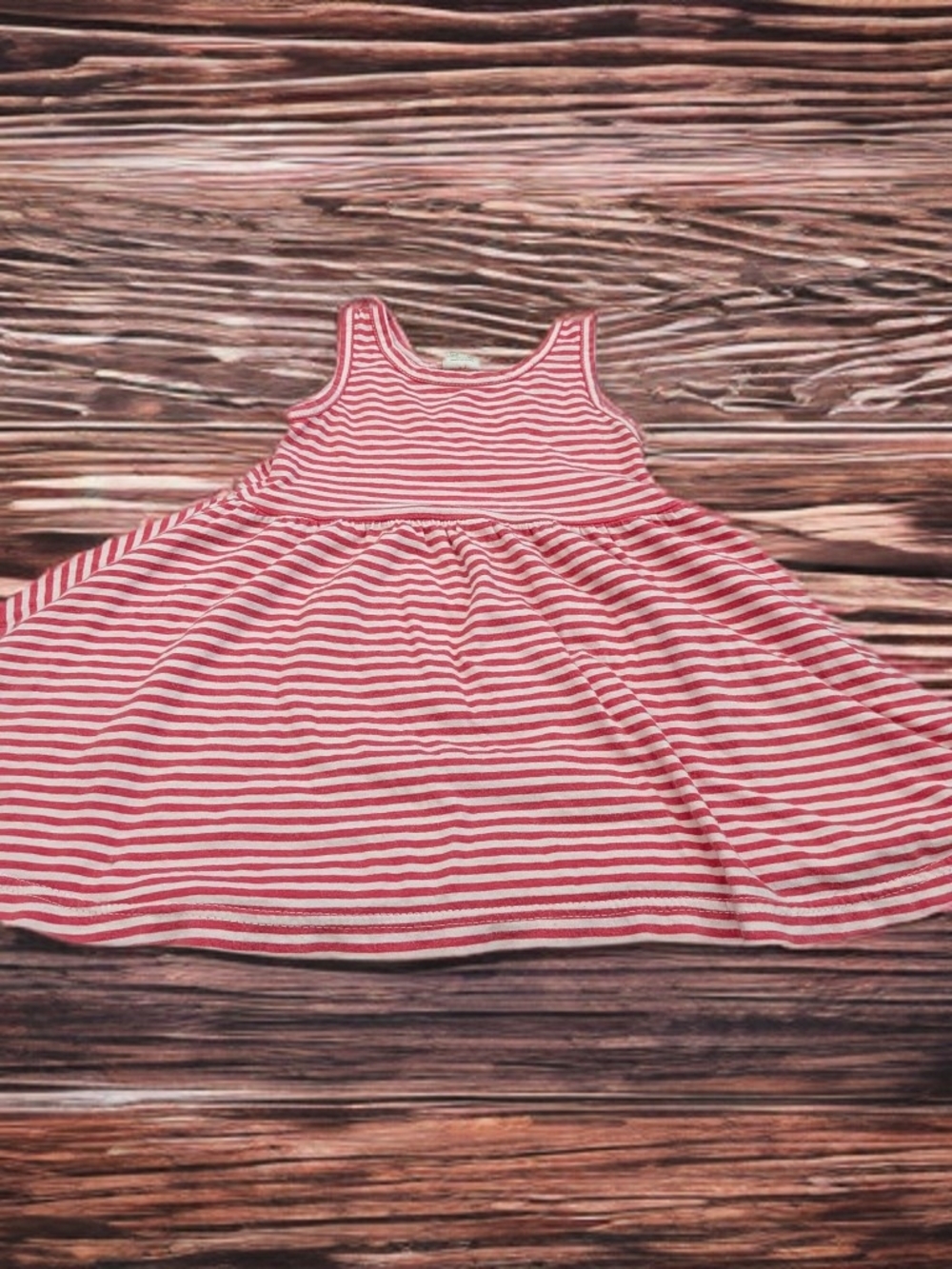 Girls' Sleeveless Pink & White Stripe Casual Dress